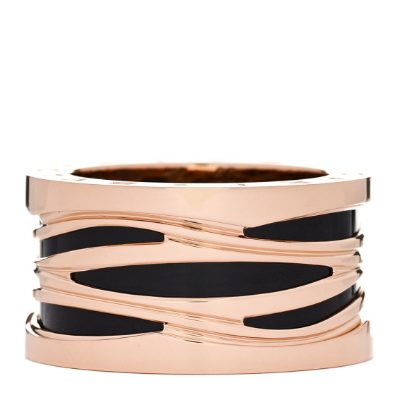 18K Rose Gold Black Ceramic B.Zero1 Legend Four-Band Ring 55 7.25