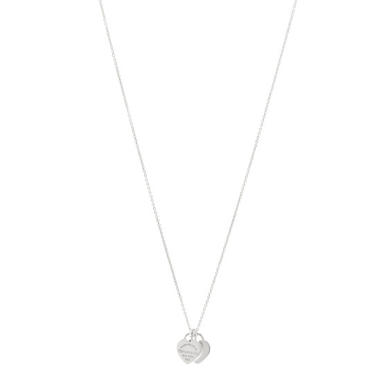Sterling Silver Mini Return to Tiffany Double Heart Tag Pendant Necklace