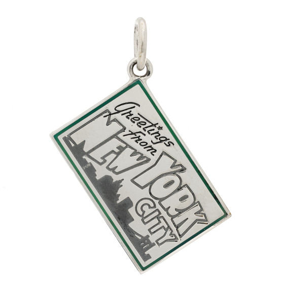 Sterling Silver Enamel New York Postcard Charm Blue