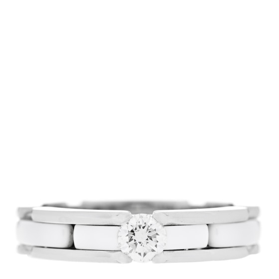 18K White Gold Ceramic Diamond Slim Ultra Ring 48 4.5 White