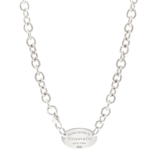 Sterling Silver Return to Tiffany Oval Tag Choker Necklace