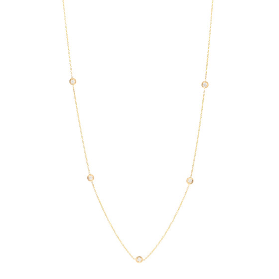 18K Yellow Gold Diamond .23ctw Diamonds By The Inch Five Station Necklace