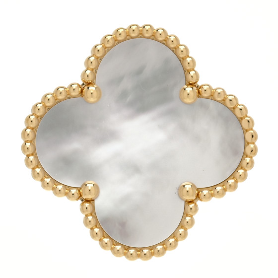 18K Yellow Gold Mother of Pearl Magic Alhambra Ring 48 4.5
