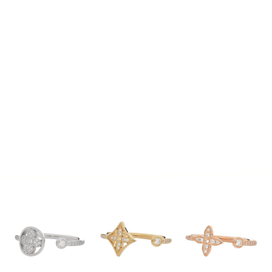 18K Yellow Pink White Gold Diamond Idylle Blossom Pave Ring 3 Set 54 6.75