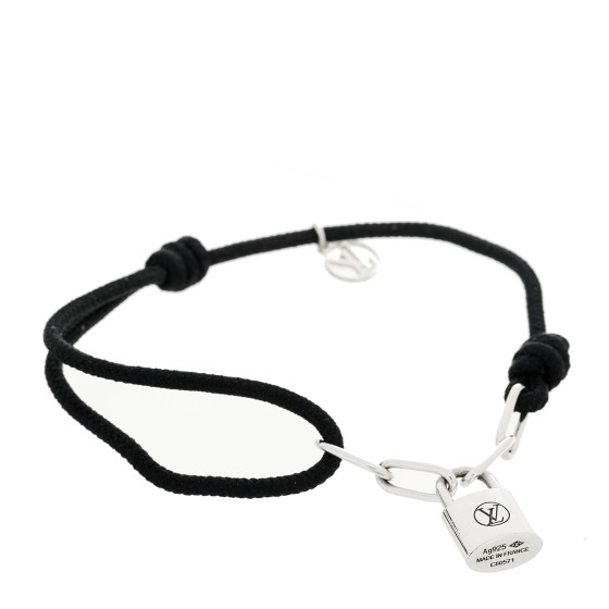 Sterling Silver Lacquer Lockit Adjustable Cord Bracelet Black