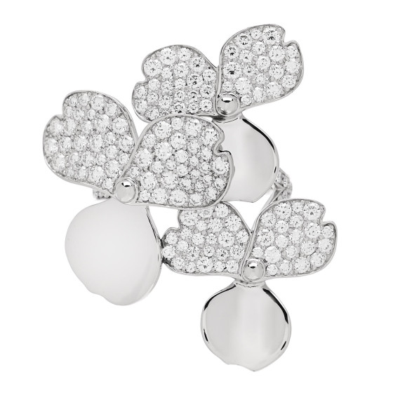 Platinum Diamond Paper Flowers Cluster Ring 52 6