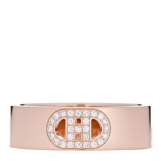 18K Rose Gold Diamond PM H D'Ancre Ring 51 5.75