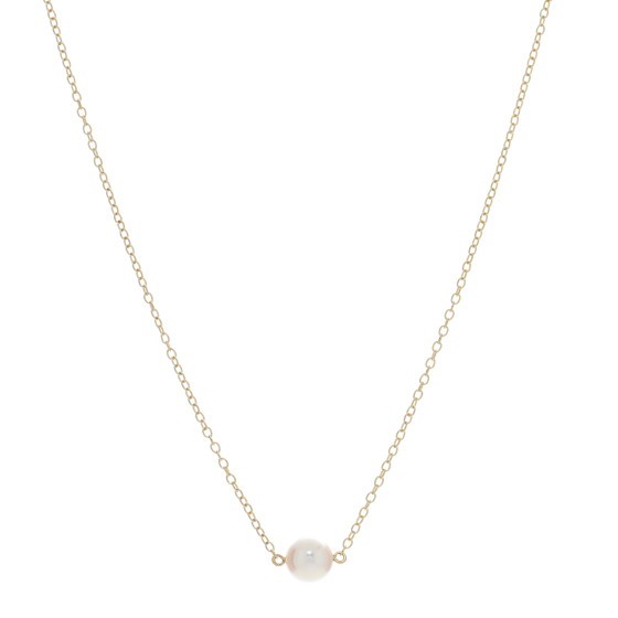 18K Yellow Gold Akoya Pearl 7-7.5mm Single Pendant Necklace