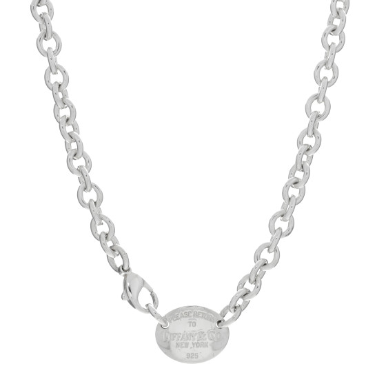 Sterling Silver Return to Tiffany Oval Tag Choker Necklace