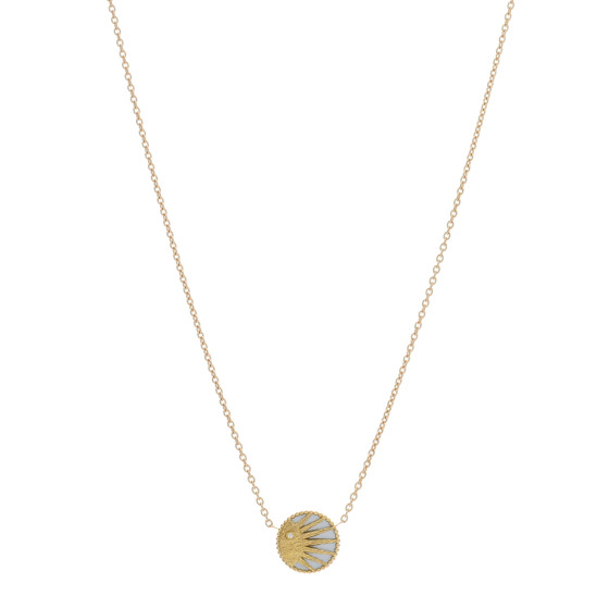 18K Yellow Gold Platinum Black Onyx Mother of Pearl Diamond Rose Celeste Pendant Necklace