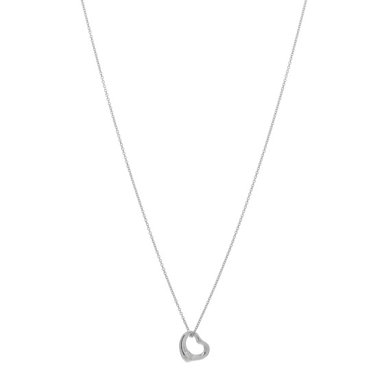 Platinum 11mm Elsa Peretti Open Heart Pendant Necklace