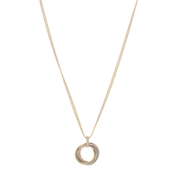 18K Pink White Yellow Gold Diamond Trinity Pendant Necklace