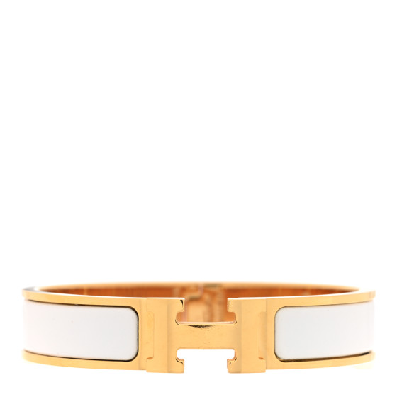 Enamel Narrow Clic Clac H Bracelet PM White