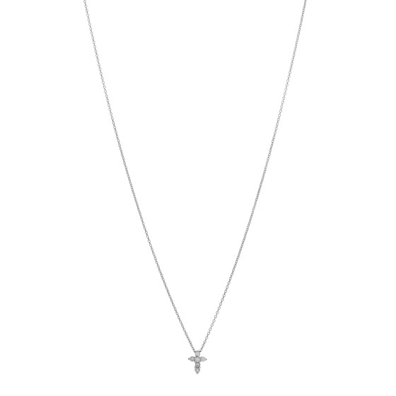 18K White Gold Diamond Tiny Treasures Baby Cross Pendant Necklace