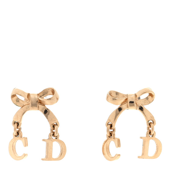 Metal Bow Drop Earrings Gold