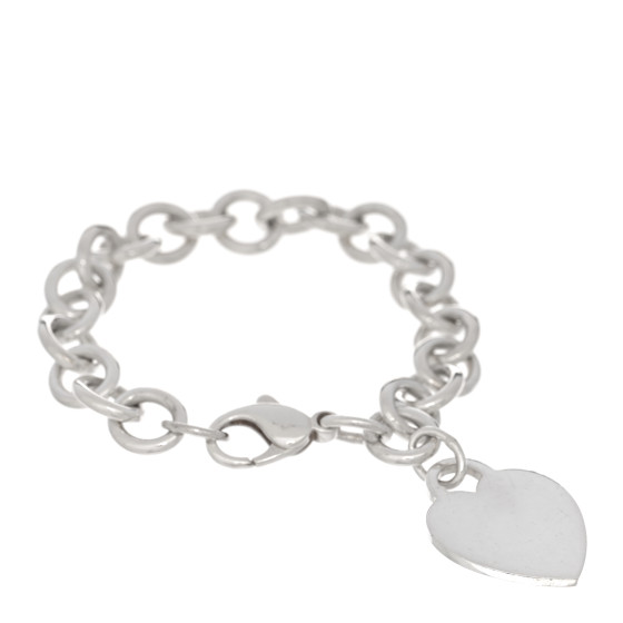Sterling Silver Heart Tag Charm Bracelet