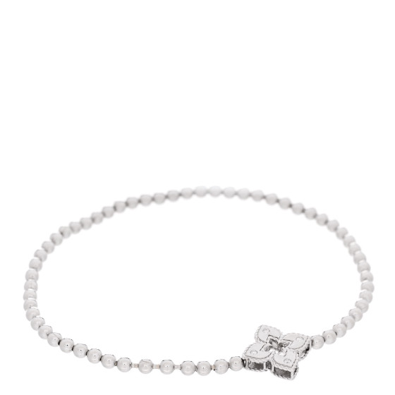 18K White Gold Diamond Small Venetian Princess Flower Stretch Bracelet