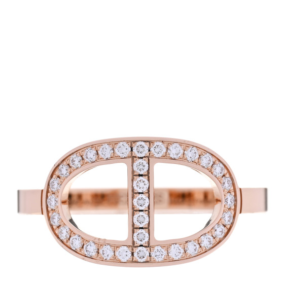 18K Rose Gold Diamond MM Chaine d'Ancre Contour Ring 52 6