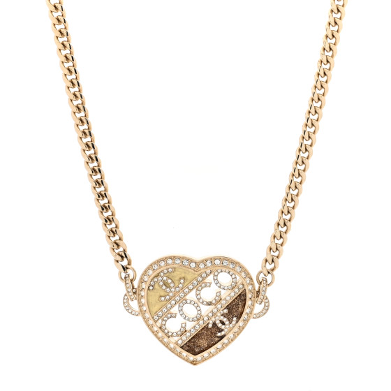 Crystal Crystal CC Coco Heart Necklace Gold