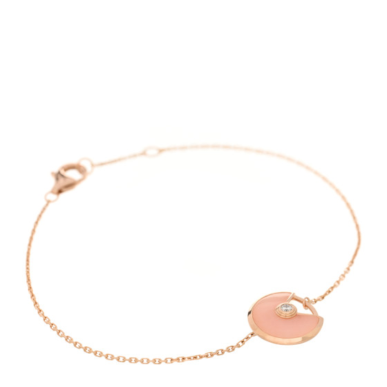 18K Pink Gold Diamond Pink Opal Amulette de Cartier Bracelet