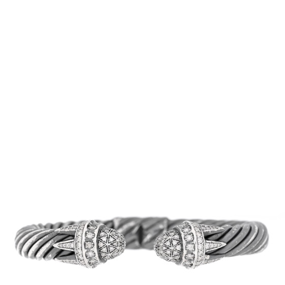 Sterling Silver Black Rhodium Diamond 9mm Cable Statue of Liberty Bracelet