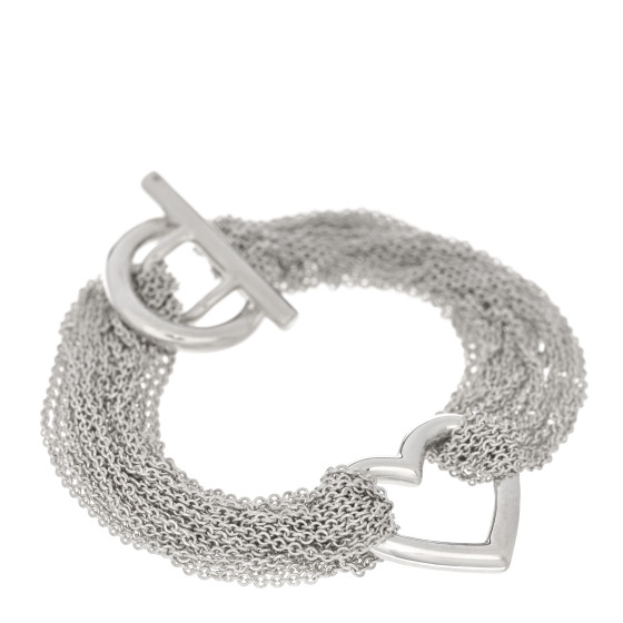 Sterling Silver Open Heart Multi Strand Bracelet