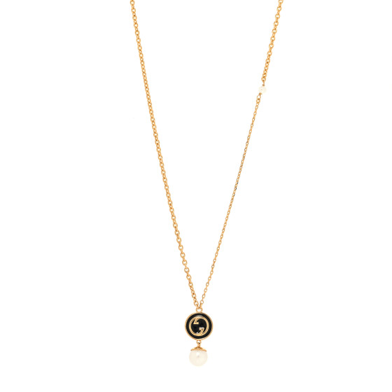 Metal Enamel Blondie Pendant Necklace Gold Black