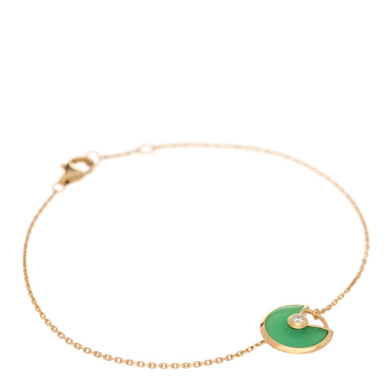 18K Yellow Gold Diamond Chrysoprase Amulette de Cartier Bracelet