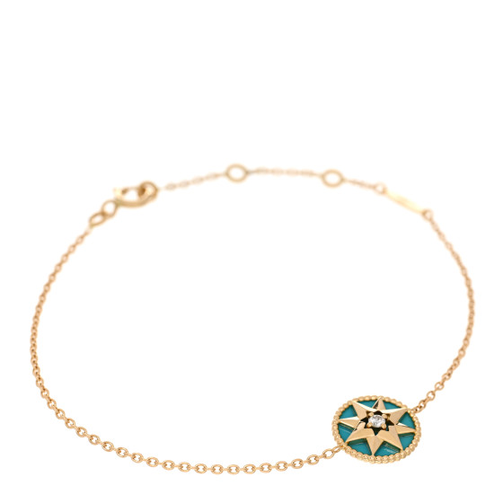 18K Yellow Gold Diamond Turquoise Rose des Vents Bracelet