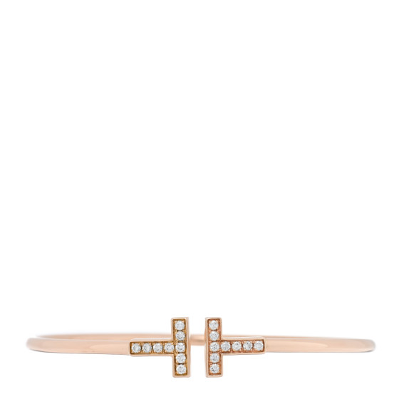 18K Rose Gold Diamond T Wire Bracelet