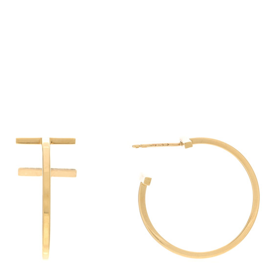 18K Yellow Gold Medium T Wire Hoop Earrings