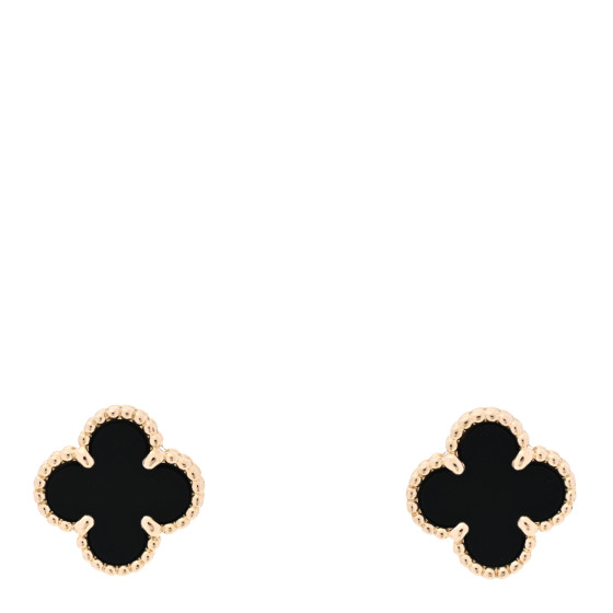 18K Yellow Gold Black Onyx Sweet Alhambra Earrings
