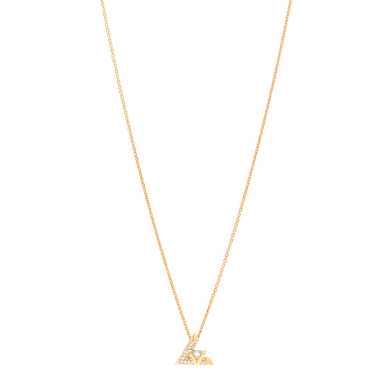 18K Yellow Gold Diamond LV Volt One Pave Pendant Necklace
