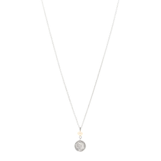 Sterling Silver Pearl Flower Pendant Necklace
