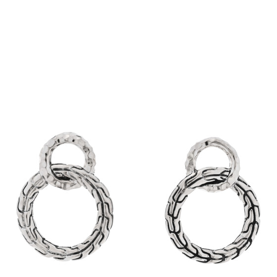 Sterling Silver Carved Chain Interlink Stud Earrings