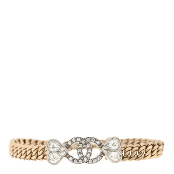 Crystal CC Heart Chain Bracelet Gold