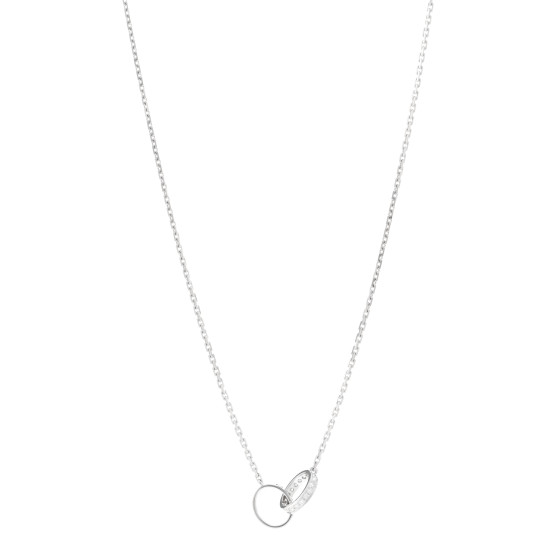 18K White Gold Diamond Interlocking LOVE Necklace