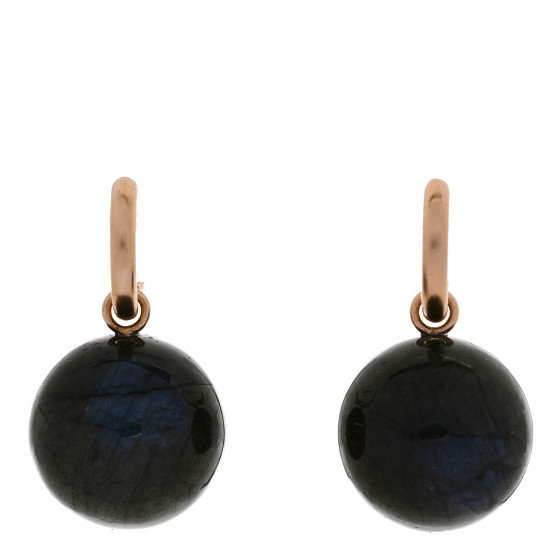 18K Rose Gold Labradorite Gumball Jeweled Huggie Earrings
