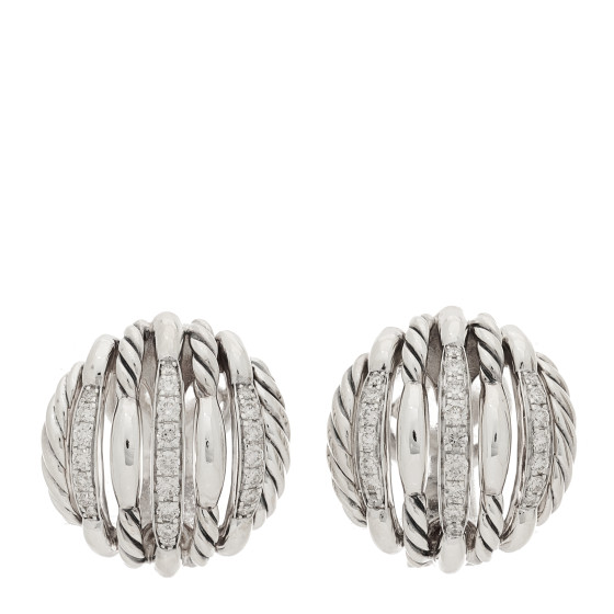 Sterling Silver Diamond Tides Stud Earrings