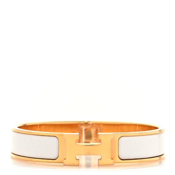 Enamel Narrow Clic Clac H Bracelet PM White
