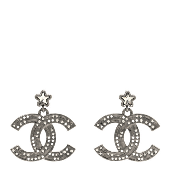 Ruthenium Crystal Star CC Drop Earrings