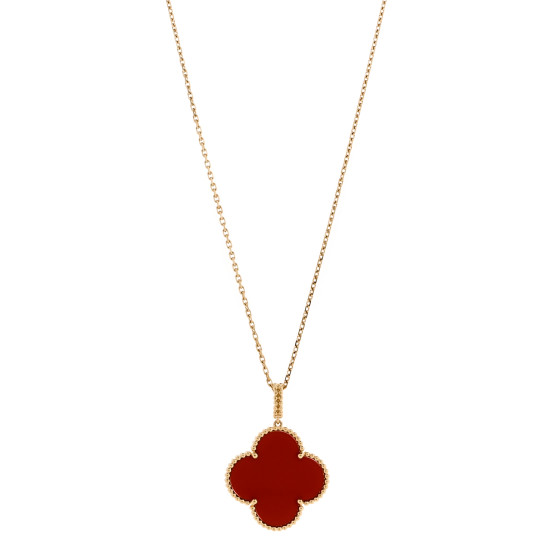 18K Yellow Gold Carnelian Magic Alhambra Long Necklace