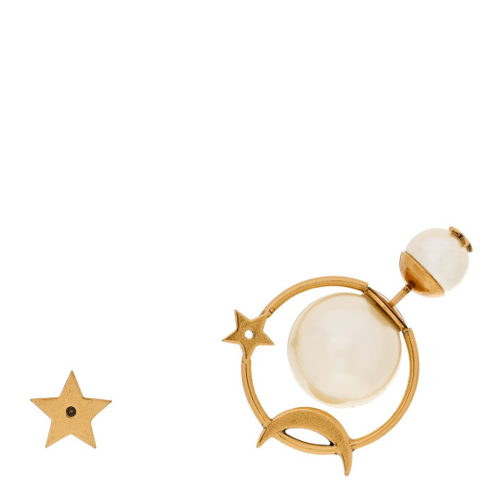Pearl Moon and Star Tribal Hoop Earrings Gold