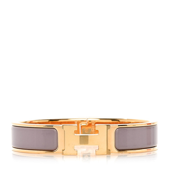 Enamel Narrow Clic Clac H Bracelet PM Marron Glace