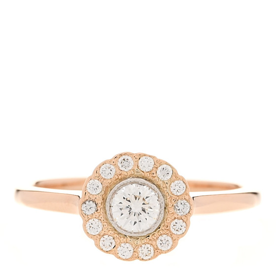 18K Rose Gold Platinum Diamond Round Enchant Flower Ring 51 5.75