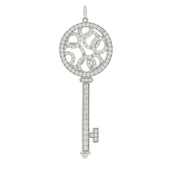 Platinum Diamond Bubbles Key Pendant