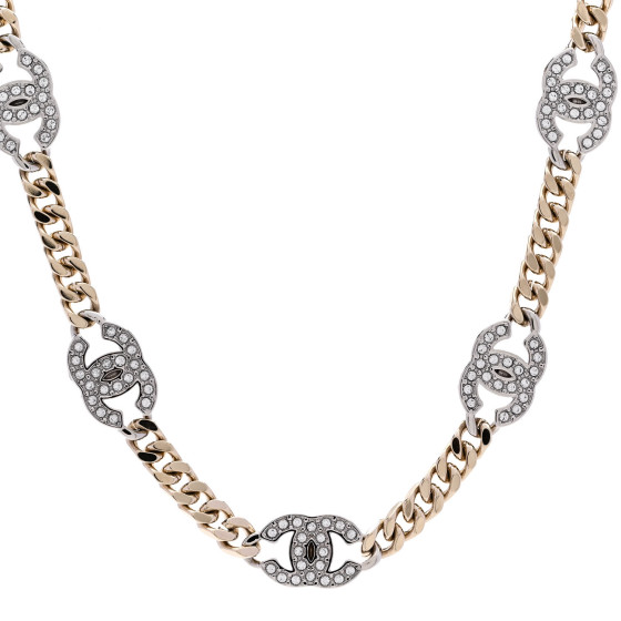 Crystal Chain CC Link Choker Gold Silver