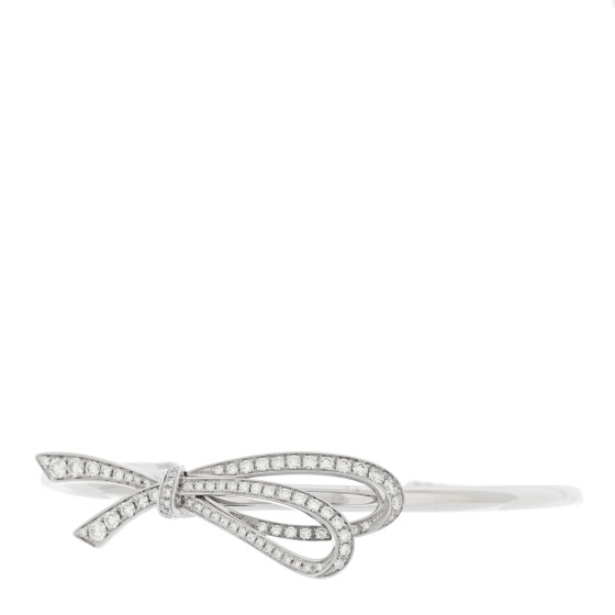 18K White Gold Diamond Medium Bow Cuff Bracelet