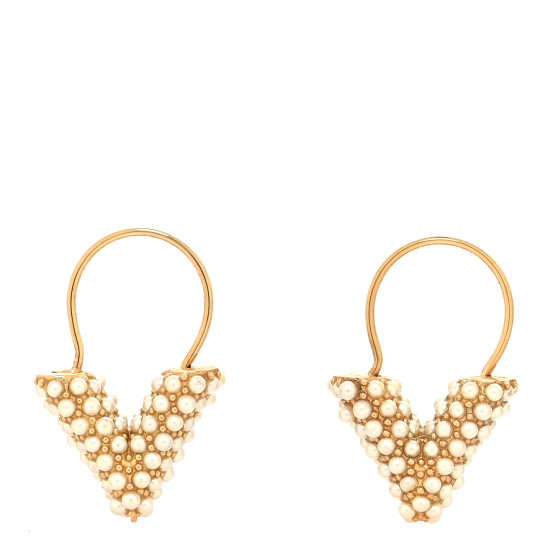 Pearl Brass Essential V Hoop Earrings Gold