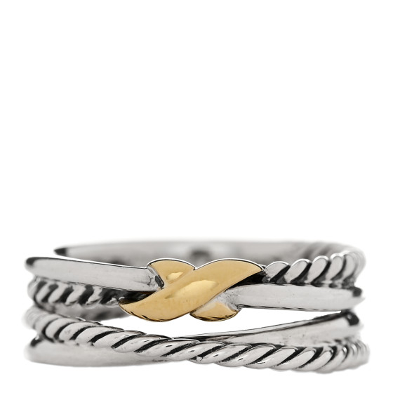 Sterling Silver 18K Yellow Gold 6mm X Crossover Ring 54 6.75